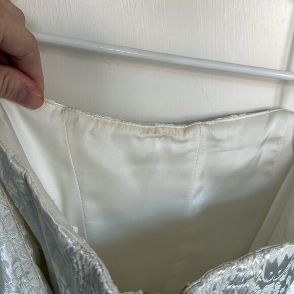 V. Chapman June Corset Jacquard Front Slit Gown Size 4 Ivory - Picture 6 of 6